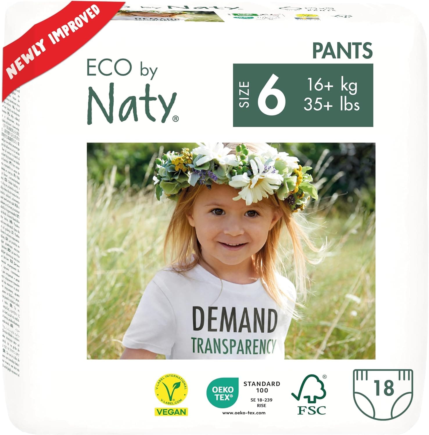 Eco by Naty Pull-Ups Training Pants, Plant-Based and No Nasty Chemicals, 4T-5T (Size 6), White, 18 Count (Packing may vary) - image 1 of 1