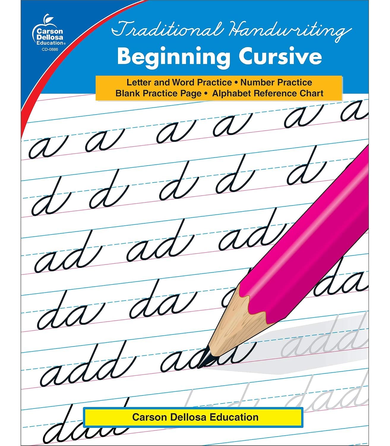 Carson Dellosa Beginning Cursive Handwriting Workbook, Traditional Writing Book With Number and Letter Tracing and Sight Words Practice, Classroom or Homeschool Curriculum - image 1 of 1