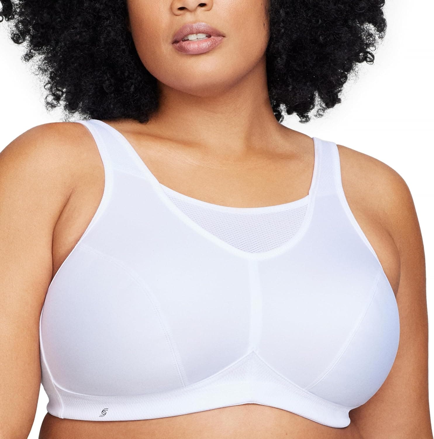 Full Figure Plus Size No-Bounce Camisole Sports Bra Wirefree #1066 White - image 1 of 1