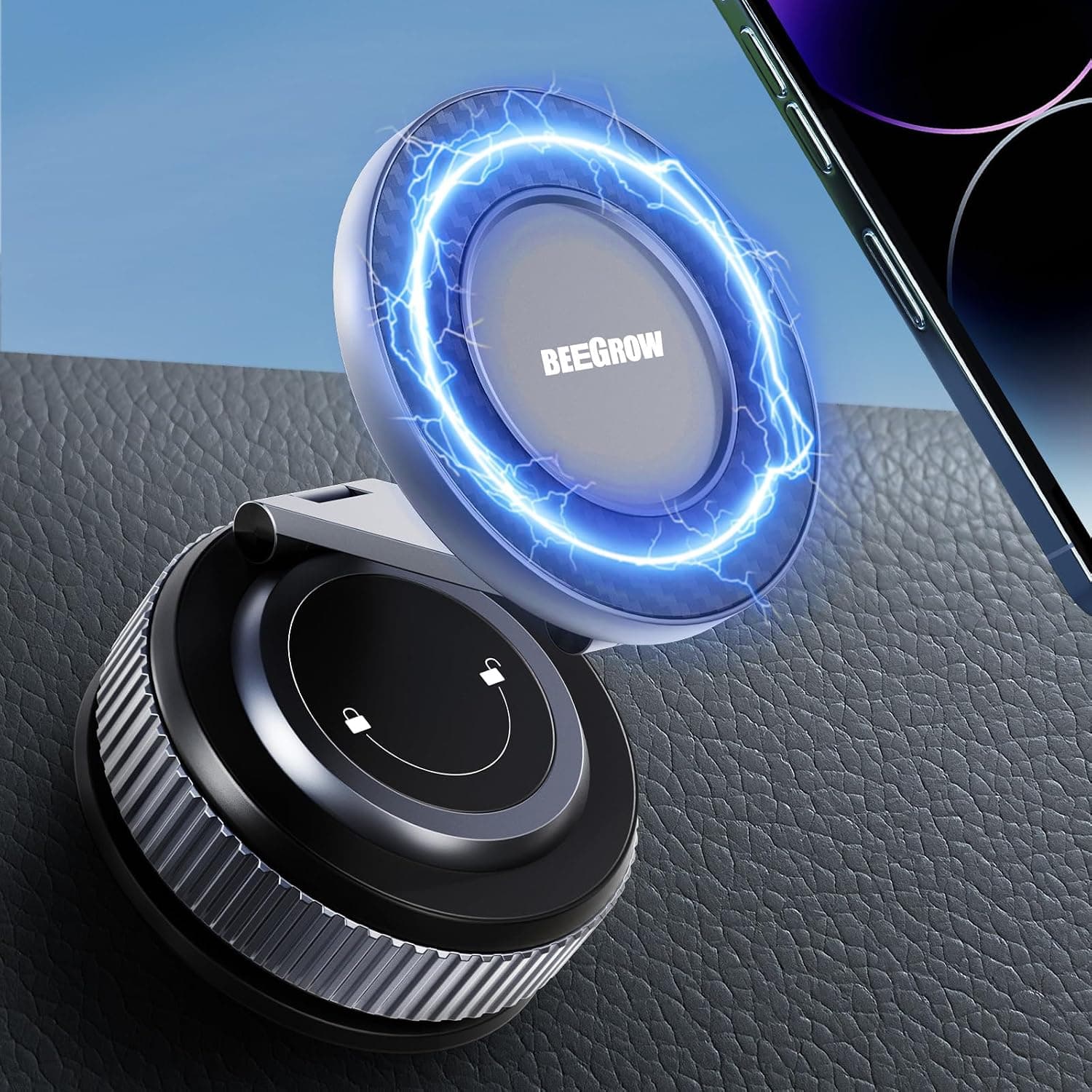 Car Phone Holder for Magsafe [96LBS Ultra Vacuum Suction+2800gf Ultra Magnetic] Car Phone Mount 360° Adjustable, Phone Holders for Your Car for iPhone 17 Pro Max 16 15 14 13 12 Air Plus (Carbon Fiber) - image 1 of 1