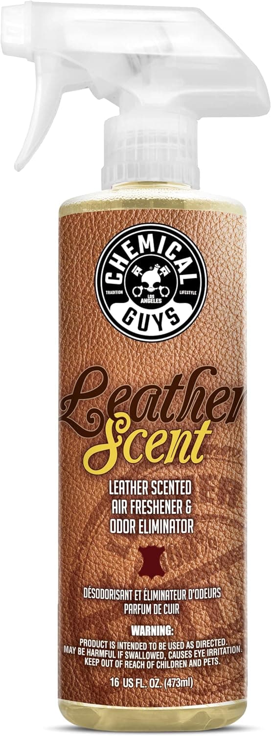 Chemical Guys AIR_102_16 Leather Scent Premium Air Freshener and Odor Eliminator, Long-Lasting, Just Like New Scent for Cars, Trucks, SUVs, RVs & More, 16 fl oz - image 1 of 1