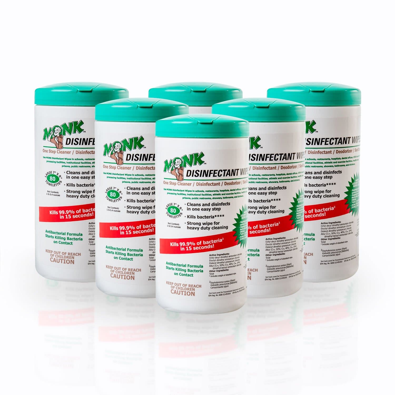 DREUMEX Monk Disinfectant Wipes, Large Lemon Breeze Fresh Scented Disinfectant Wipes , Value Pack Contains 6 Canisters of 80 Count, Perfect for Gyms, Fitness Clubs, Schools, Commercial Facilities - image 1 of 1