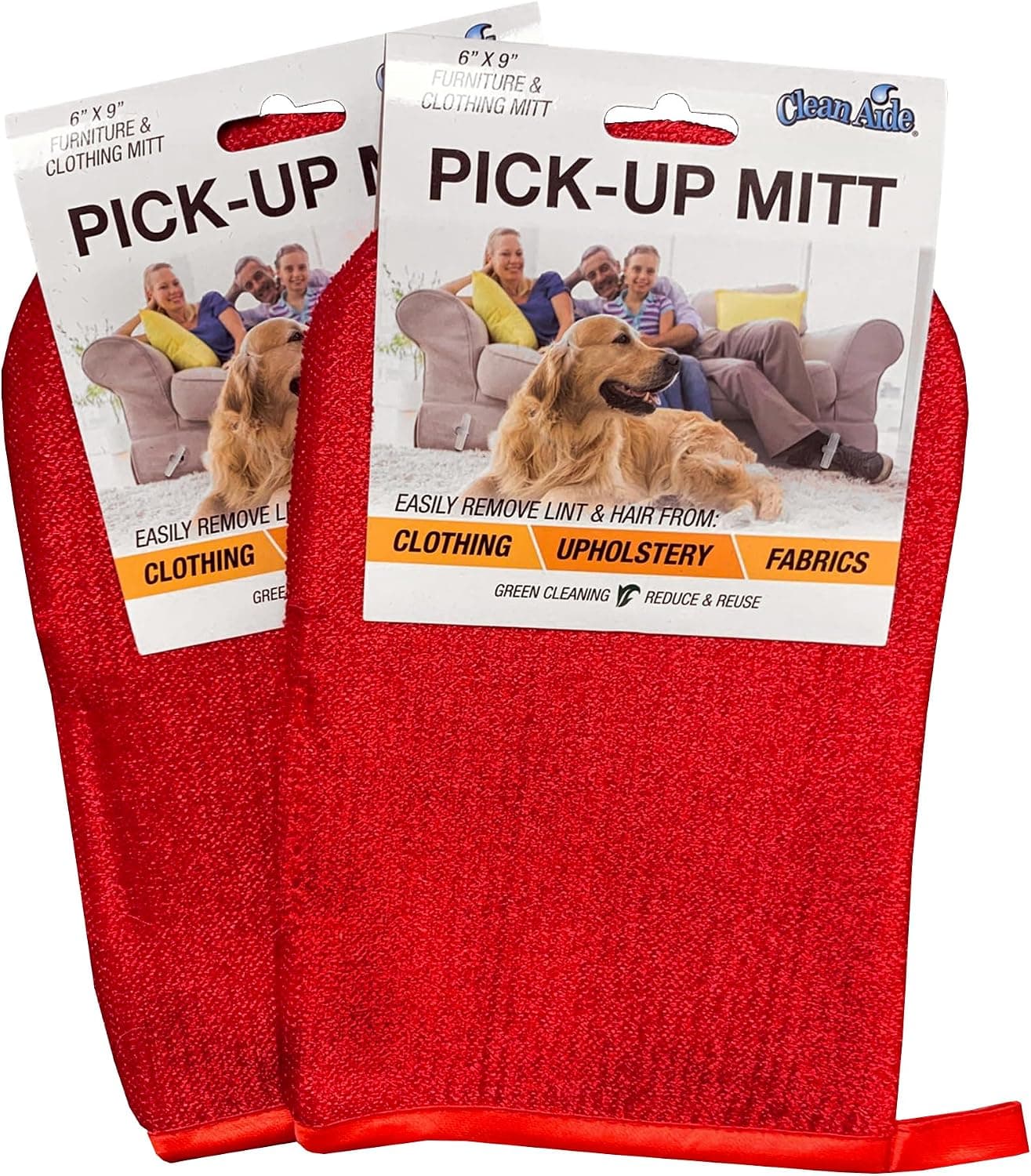 Hair Magnet Pet Fur Removal Mitt, Lint, Fur, and Dander Cleanup for Furniture, Clothing, and Upholstery, Reusable, Durable, Quick & Easy Cleaning, Red, 2-Pack - image 1 of 1
