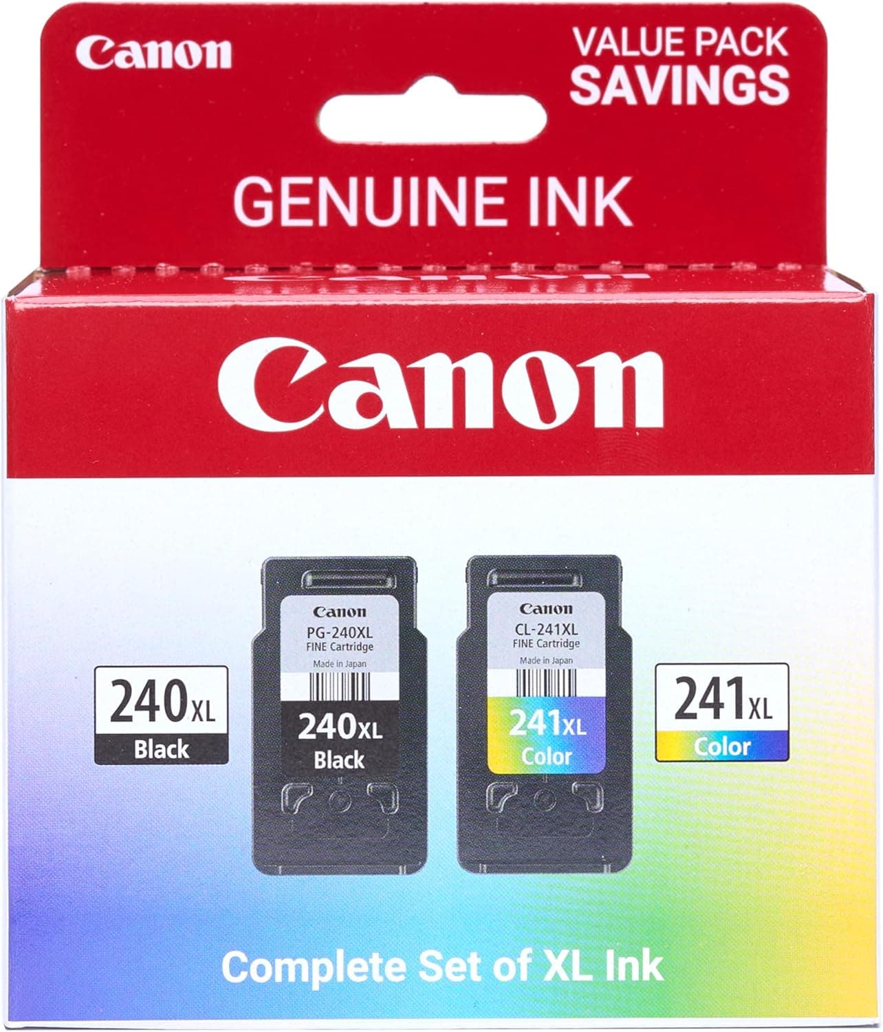 Canon Genuine Ink PG-240 XL / CL-241 XL Value Pack (2 Cartridges), Compatible with MG2120/3120/4120/2220/3220/4220/3520/3620, MX372/392/432/452/472/512/522/532, TS5120 - image 1 of 1