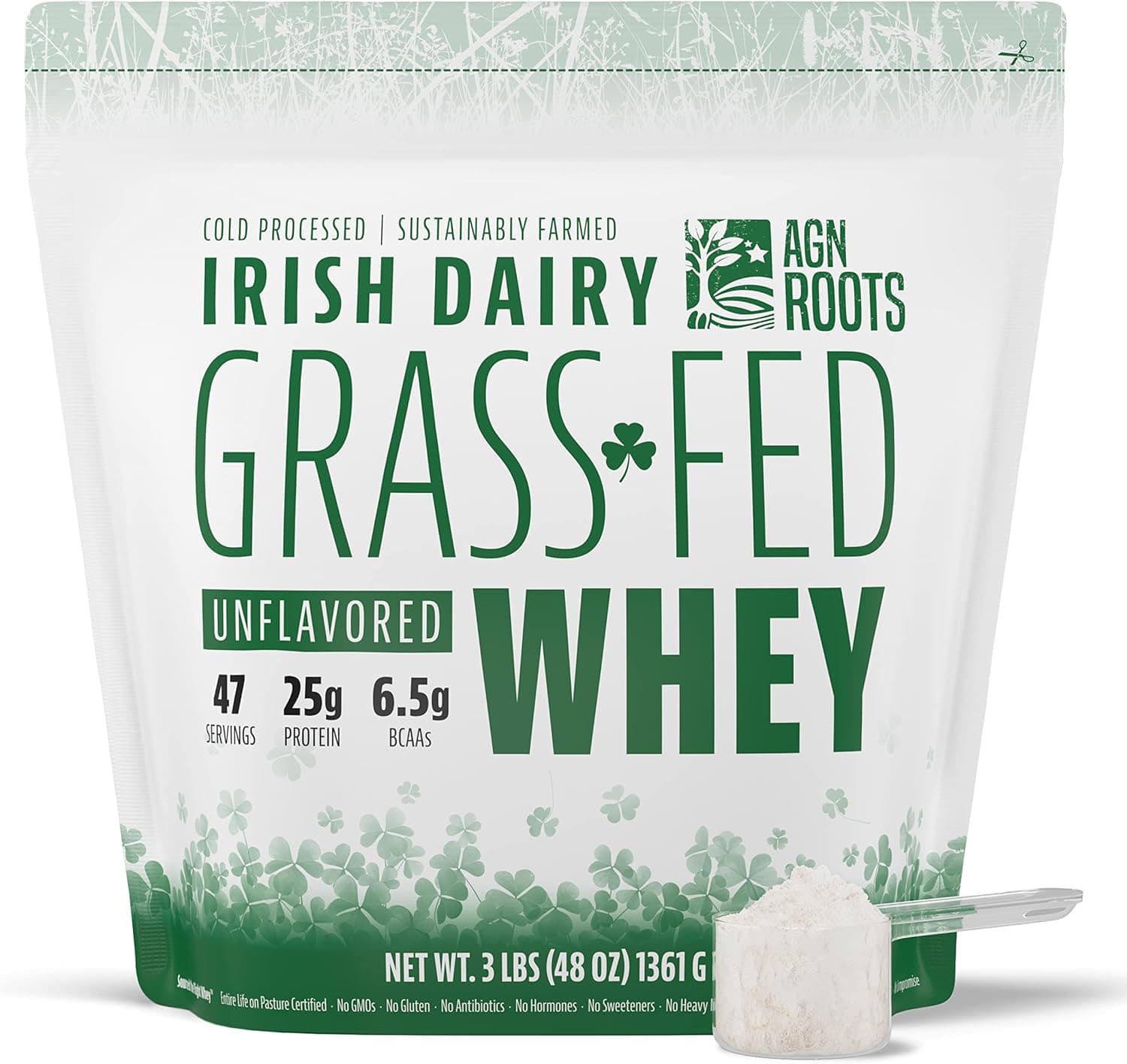 Grass Fed Whey Protein Powder Isolate - Unflavored - Unsweetened - Certified Entire Life On Pasture - A Greener World - ASPCA Registered Brand List - Informed-Sport - 3lbs - image 1 of 1