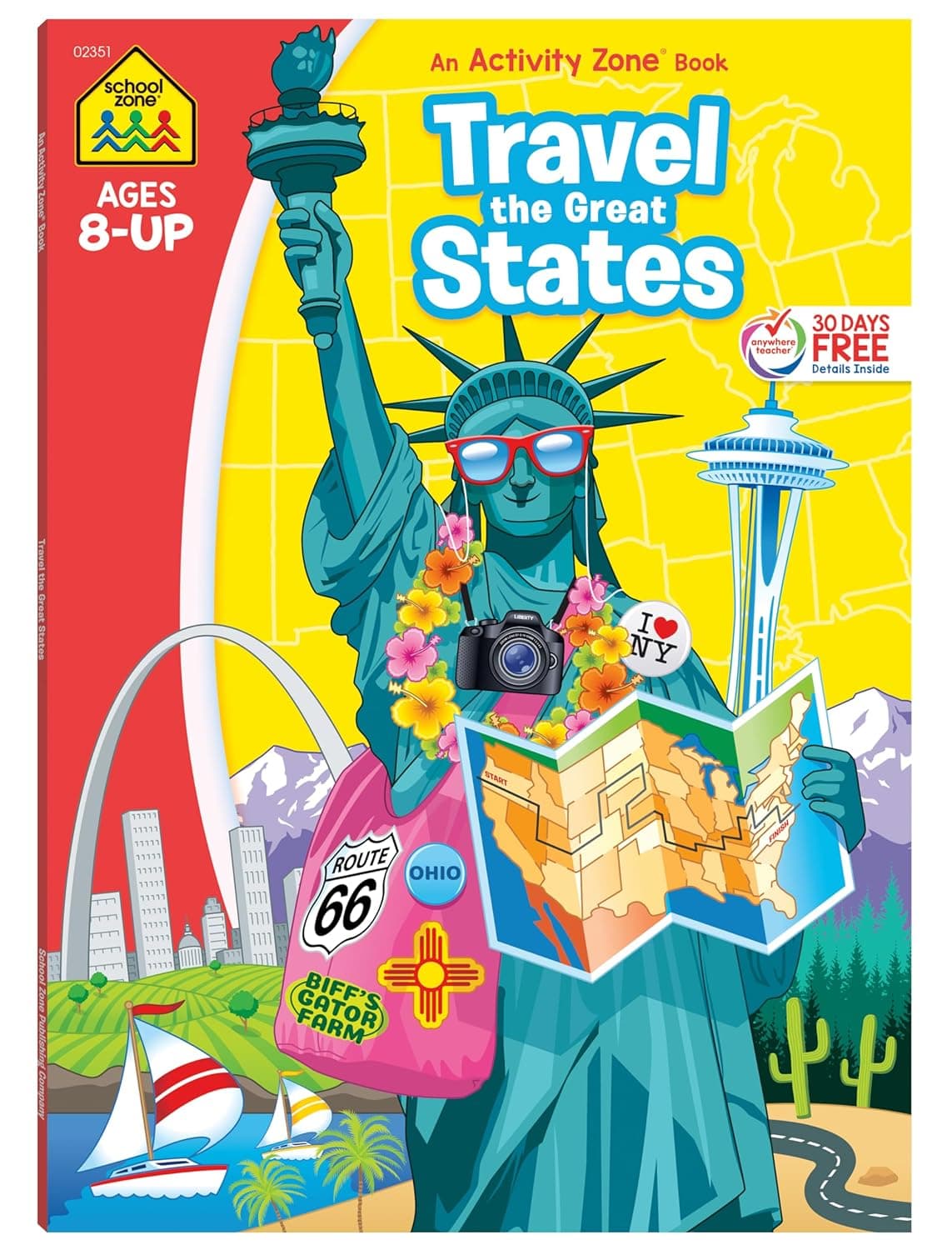 School Zone Travel the Great States Workbook: 64 Pages, 3rd Grade, Geography, Map-Reading, United States, Ages 8+ (Activity Zone Book Series) - image 1 of 1