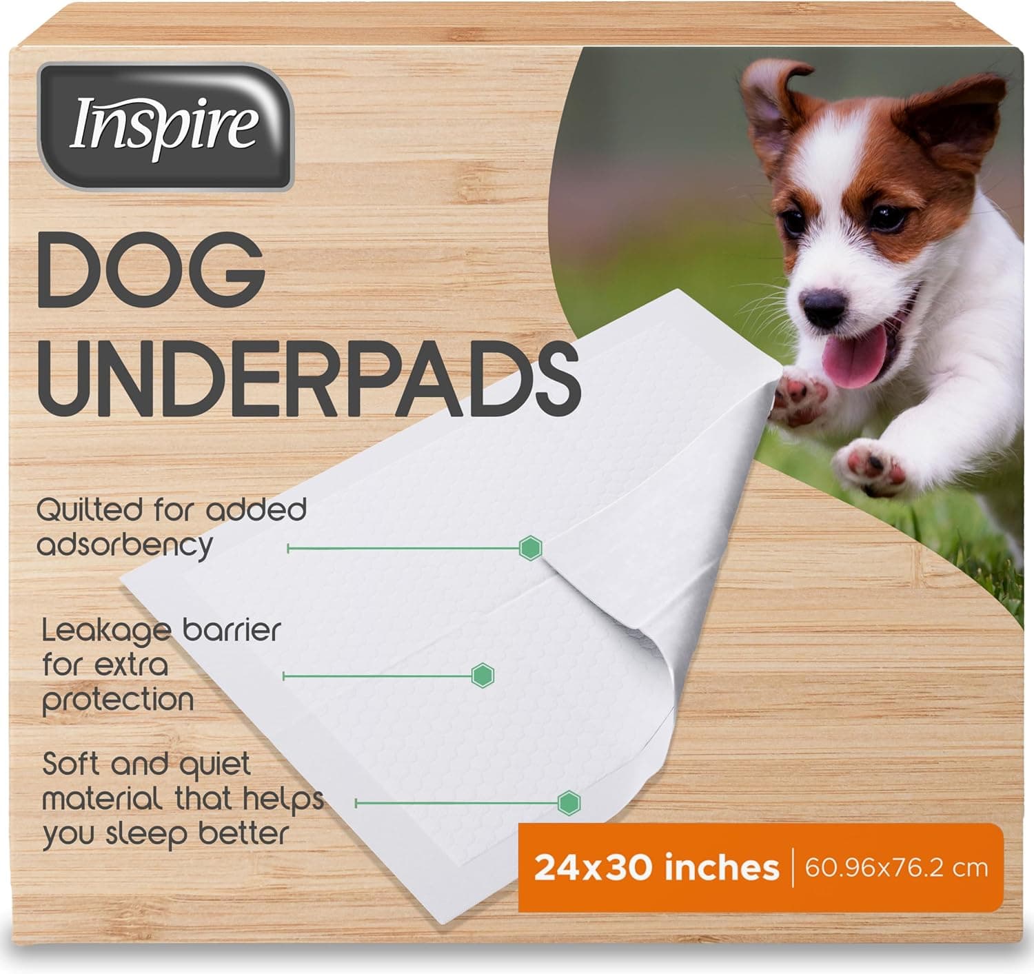 Inspire White Disposable Dog Pee Pads, 60ct Disposable Puppy Training Pads | Puppy Pads for Dogs (30" x 24") - image 1 of 1