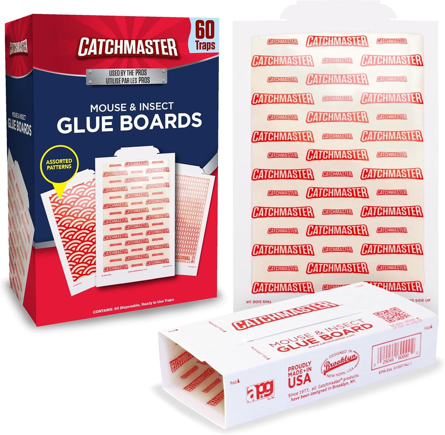 Catchmaster Pro Strength Mouse & Insect Glue Boards 60pk Traps Indoor for Home, Adhesive Bug Catcher, Rat & Rodent Sticky Trap, Non Toxic Bulk Pre-Baited Glue Traps, Pet Safe House Pest Control - image 1 of 1