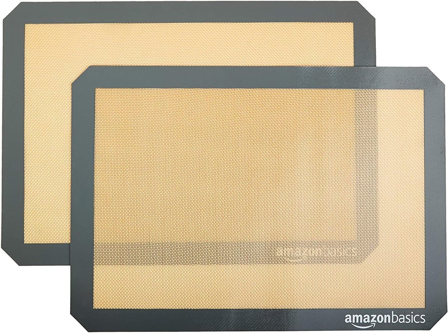Amazon Basics Silicone Rectangular Baking Mat, Non-Stick, Reusable, Dishwasher Safe, Food Safe, Heat Resistant, 16.5" x 11.6", Beige/Gray, 2-Pack - image 1 of 1