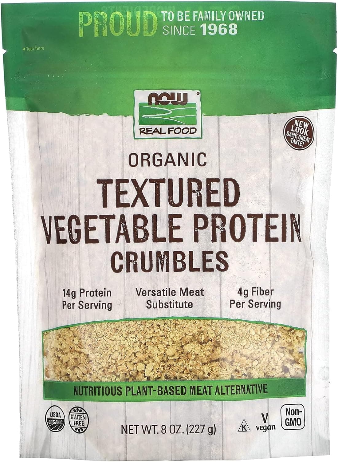 NOW Foods, Organic Textured Soy Protein Granules, Non-GMO, Versatile, Vegetable-Sourced Protein, 8-Ounce (Packaging May Vary) - image 1 of 1