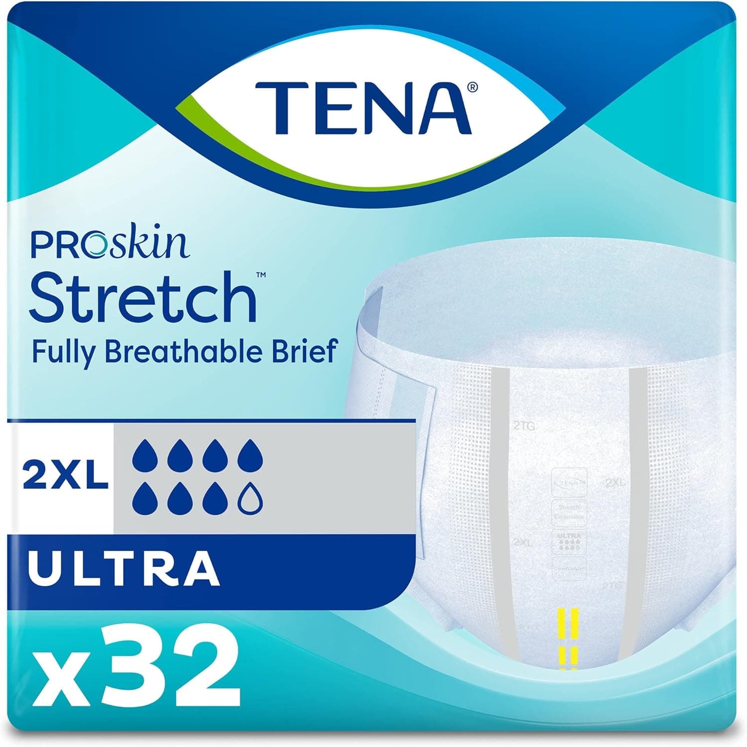 TENA Stretch Ultra Briefs, Incontinence, Disposable, Heavy Absorbency, 2XL, 32 Count, 1 Pack - image 1 of 1