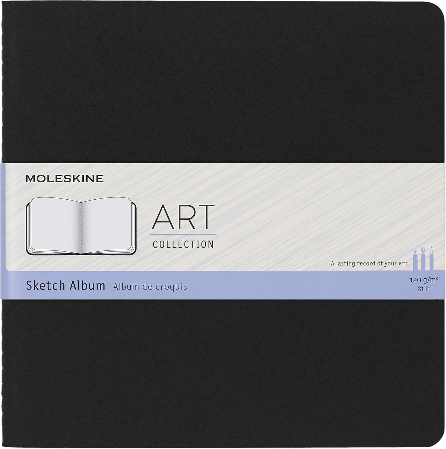 Moleskine Art Sketch Album, Soft Cover, Square (7.5" x 7.5") Plain/Blank, Black, 88 Pages - image 1 of 1