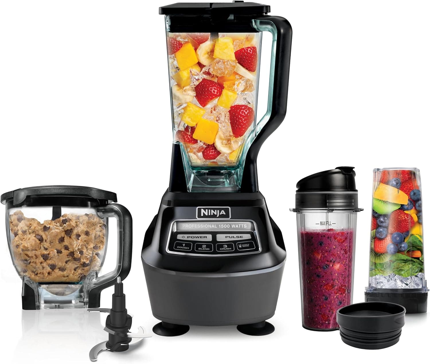 Ninja Kitchen System | 8-Cup Food Processor Bowl & 72 oz. Blender All-in-One | With (2) 16 oz. To-Go Cups | For Smoothies, Ice Crushing, Dough & More | 1500 Watt | Black | BL770 - image 1 of 1