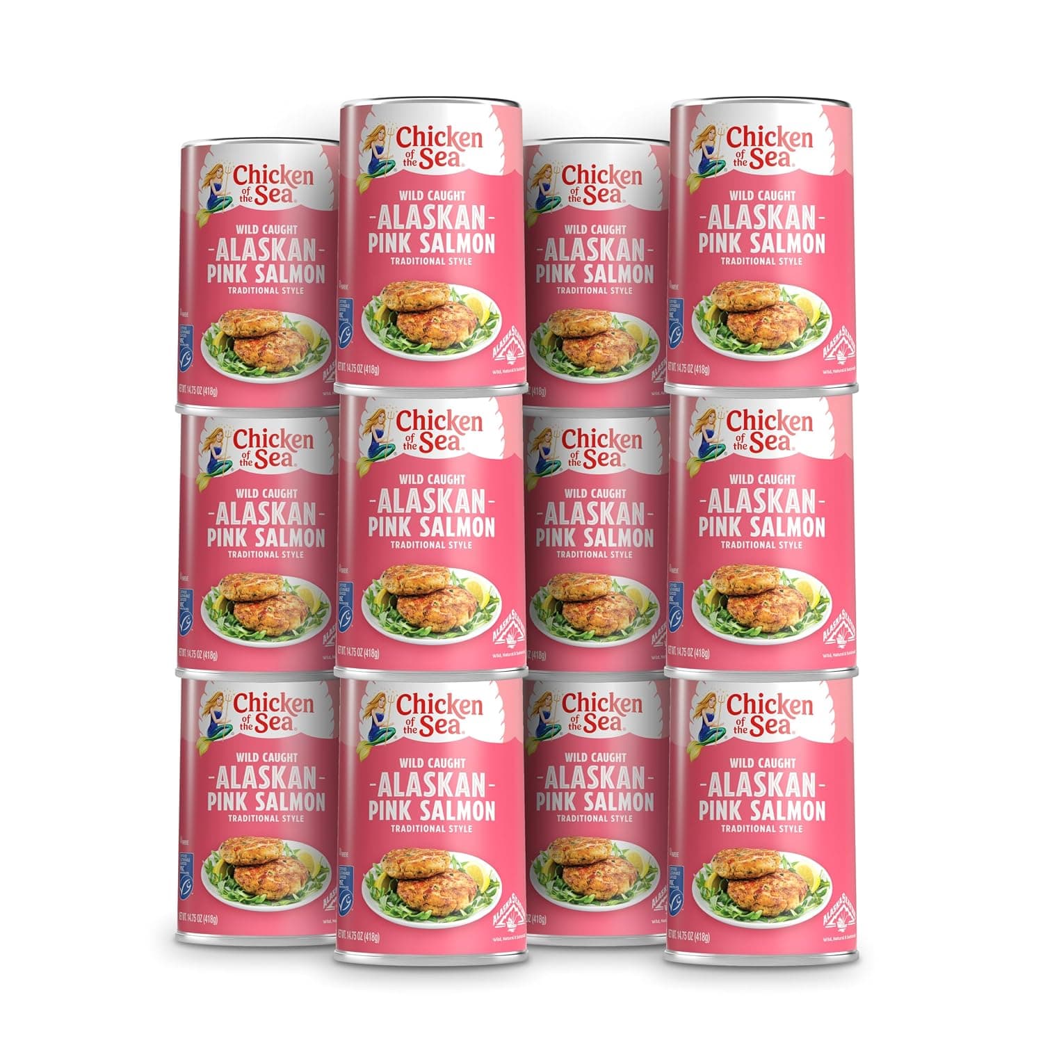 Chicken of the Sea Alaskan Pink Salmon, 14.75 Ounce Cans (Pack of 12), Wild Caught Canned Salmon, Traditional Style - image 1 of 1