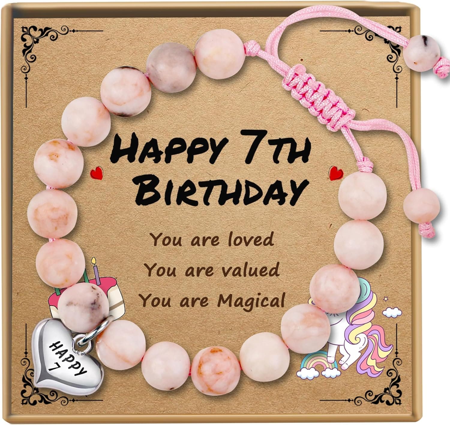 Sereney Birthday Gifts for Girls, Beaded Bracelets as 1 3 4 5 6 7 8 9 10 11 12 13 15 16 Year Old Birthday Gift, Adjustable Stone/Pearl Bracelet as Happy Birthday Gifts for Daughter Granddaughter Niece