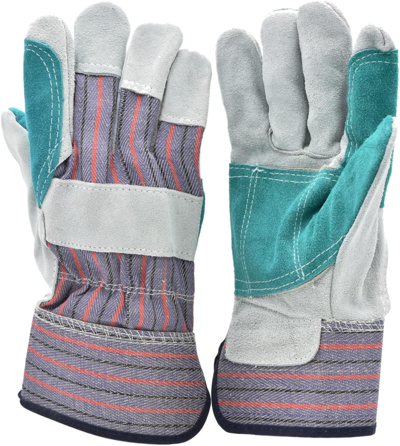 G & F Products G & F 5215L-5 Premium Suede Double Palm & Index Finger Work Gloves with 2 & 1/2 Rubberized Safety Cuff, 5 Pair Pack, Large, Grey - image 1 of 1