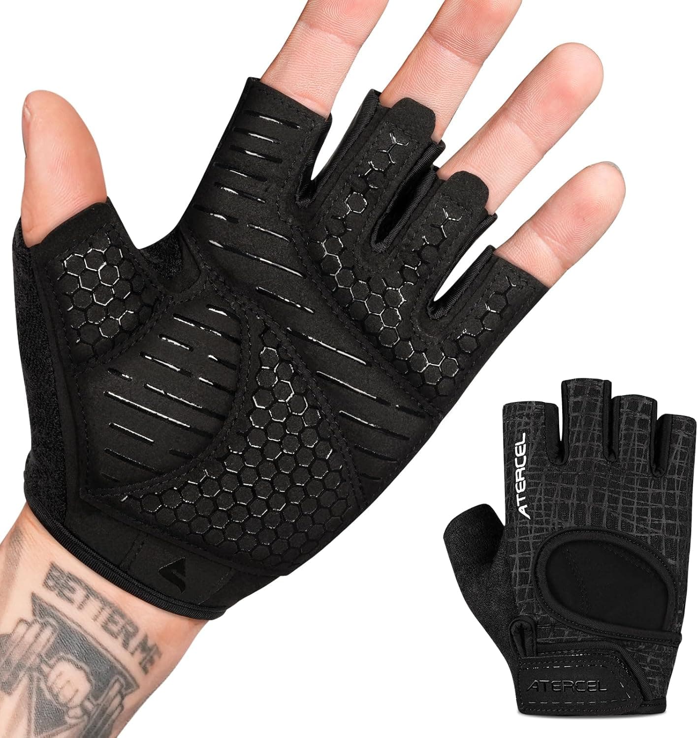 ATERCEL Weight Lifting Gloves Full Palm Protection, Workout Gloves for Gym, Cycling, Exercise, Breathable, Super Lightweight for Mens and Women