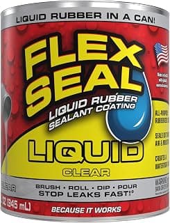 Rubber Sealant Coating, Waterproof, Clear, 32 oz | Stops leaks fast, brush, roll, dip or pour on, UV resistant, prevents rust, corrosion, roof, basement, RV, gutters, masonry