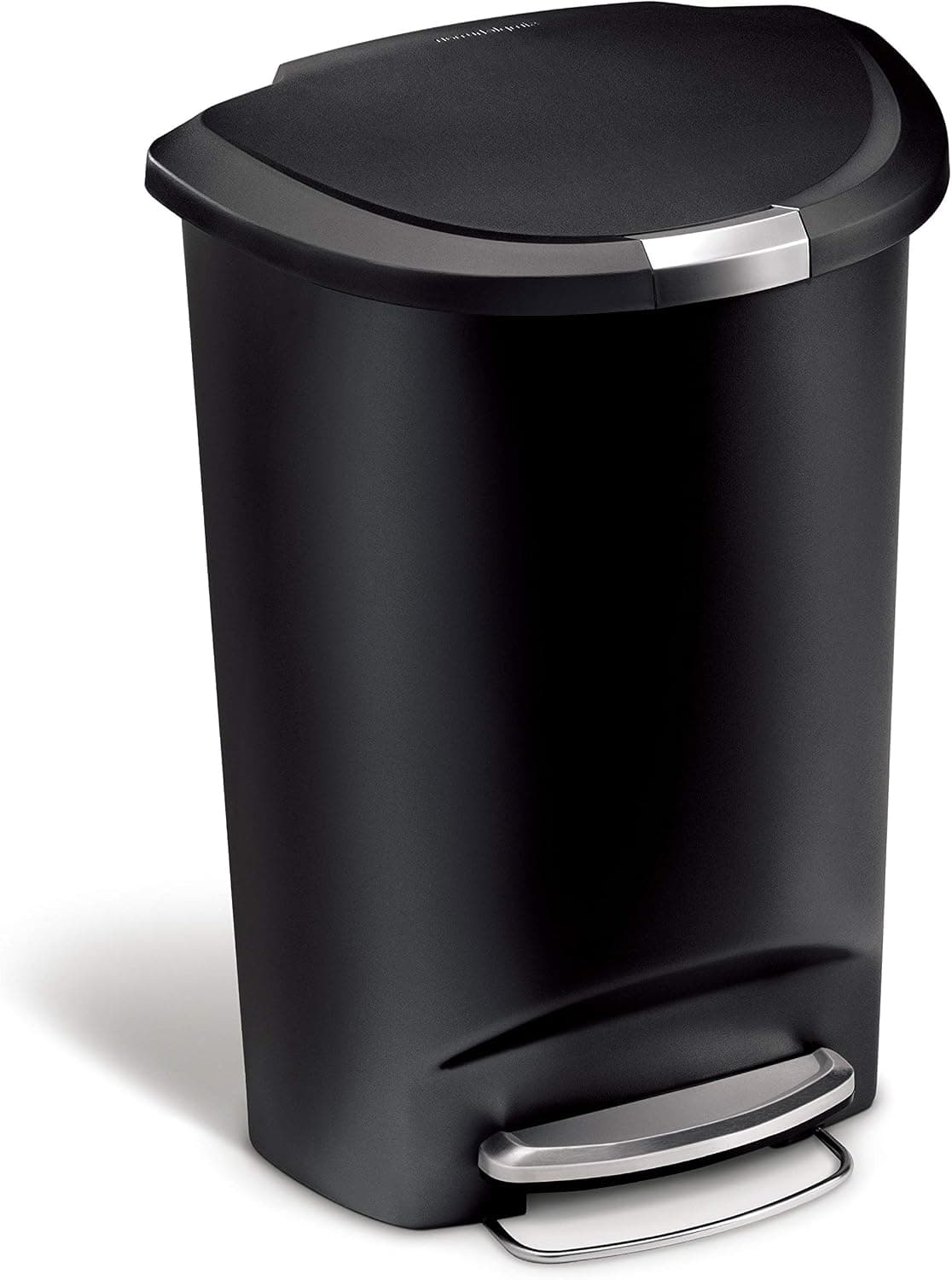 simplehuman 50 Liter / 13 Gallon Semi-Round Kitchen Step Trash Can with Secure Slide Lock, Black Plastic - image 1 of 1
