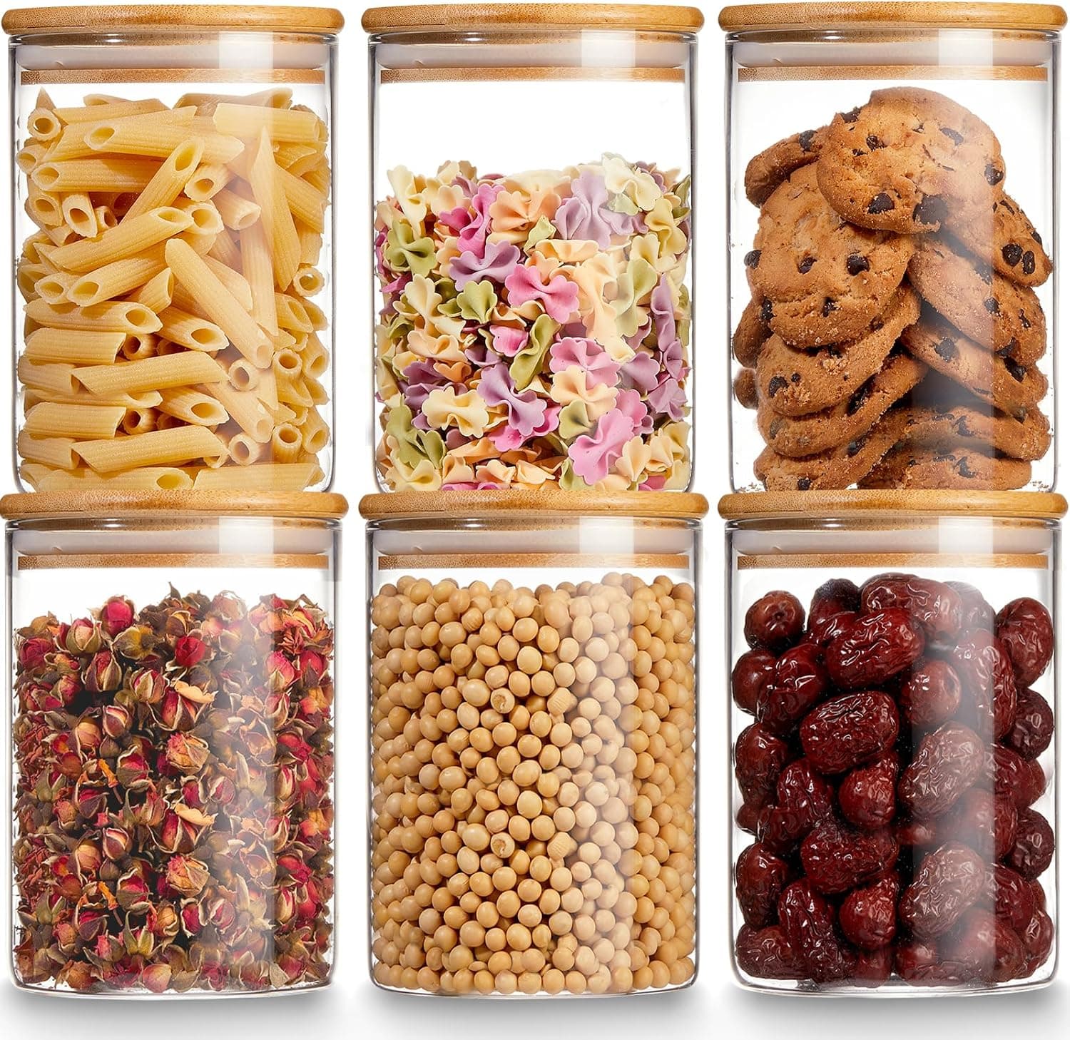 Glass Storage Jars with Bamboo Lid, 27 OZ Airtight Food Storage Jar with Labels, Clear Kitchen Canisters for Candy, Cookie, Rice, Coffee Beans, Snacks, Spices - image 1 of 1