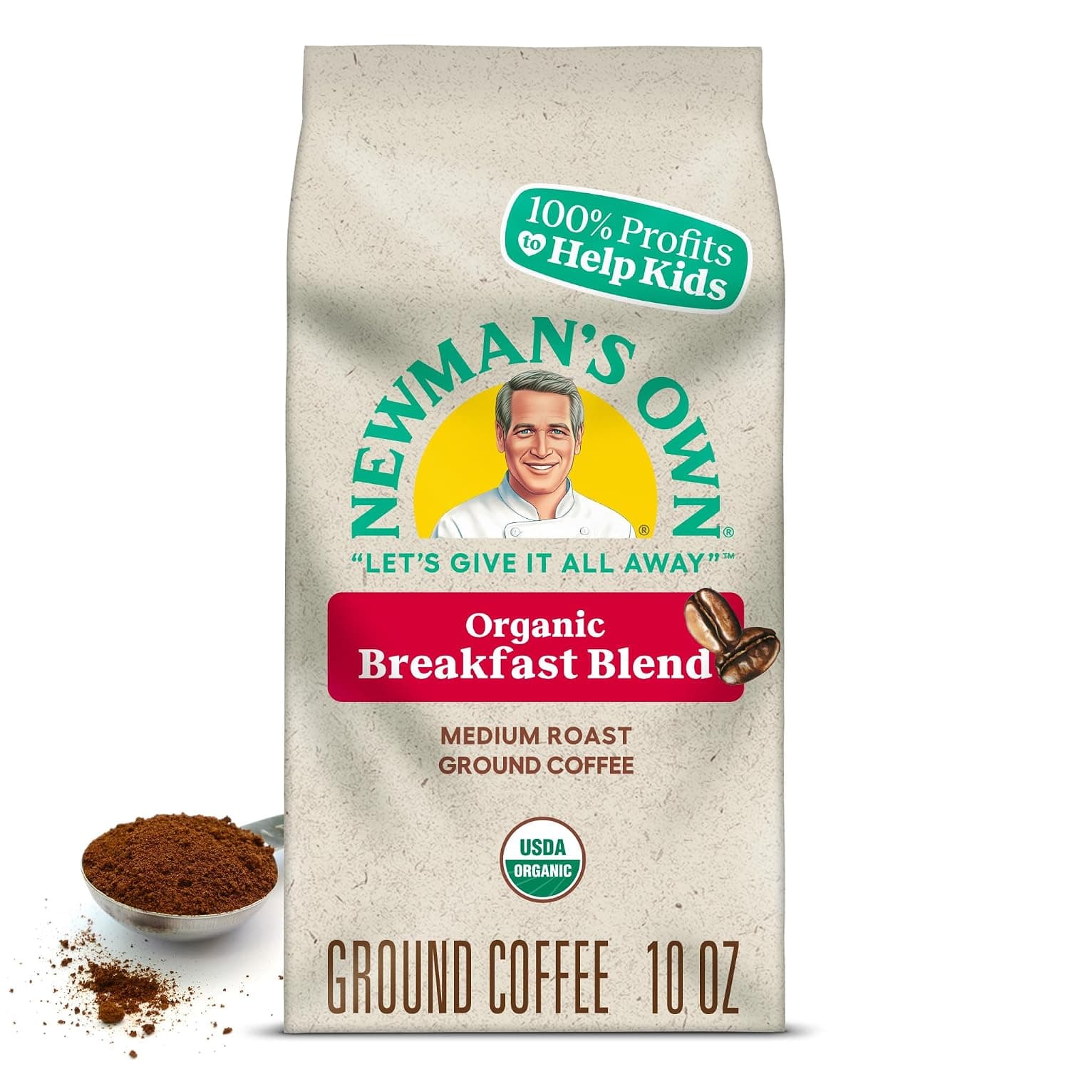 Newman's Own Organics Breakfast Blend, Ground Coffee, Fair Trade Certified, Medium Roast, Bagged 10oz - image 1 of 1