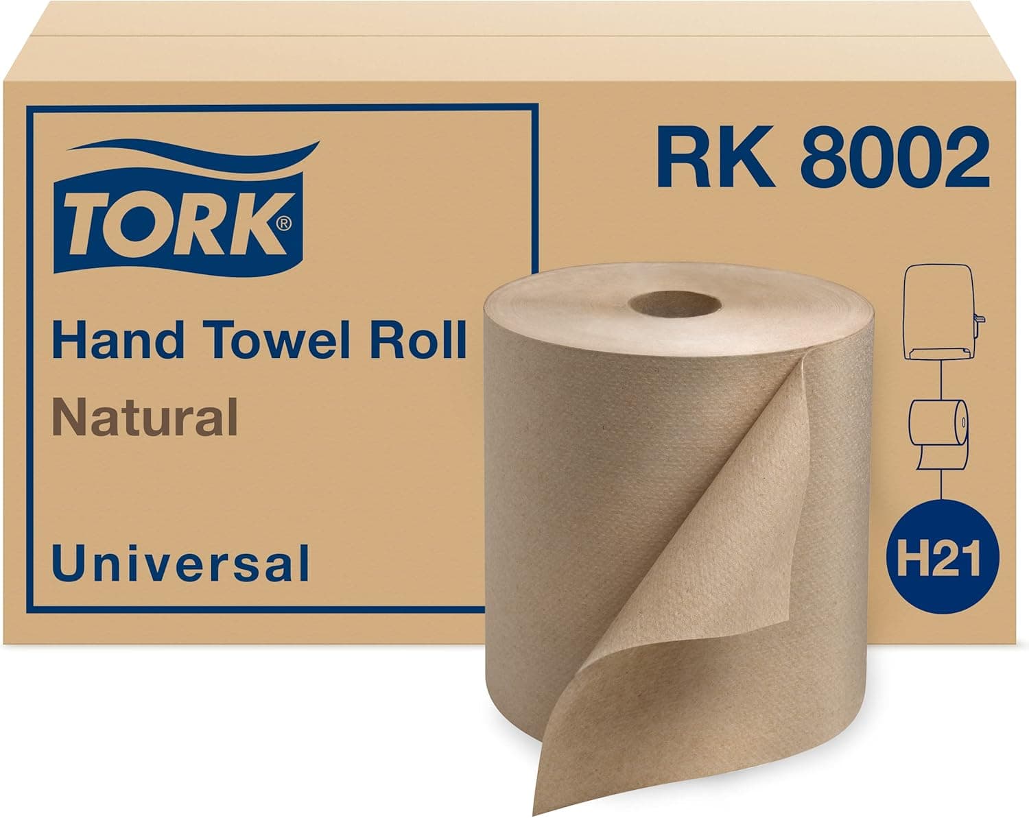 Tork Natural Paper Hand Towel Roll H21 100% Recycled Fiber, Universal Fit 6 Rolls x 800 Ft (RK8002) - image 1 of 1