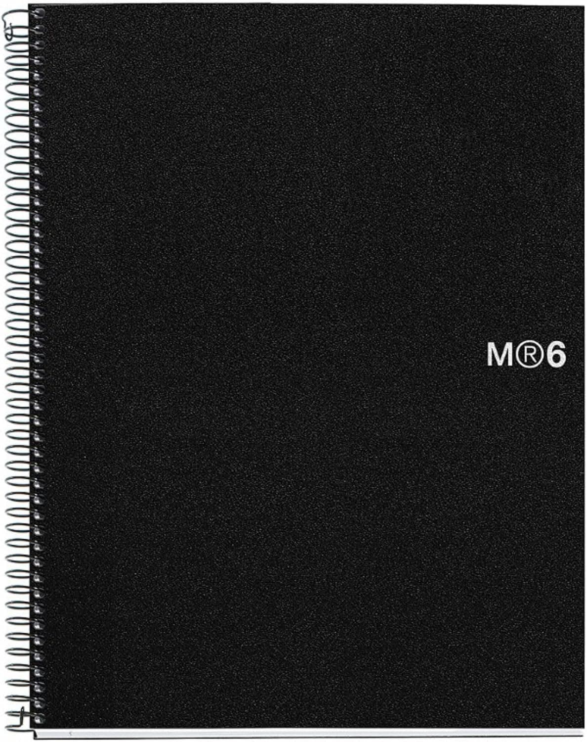 Miquelrius 8.5 x11 Wirebound Notebook, 6-Subject, College Ruled, Black, A4-11.7" x 8.27" (45171) - image 1 of 1