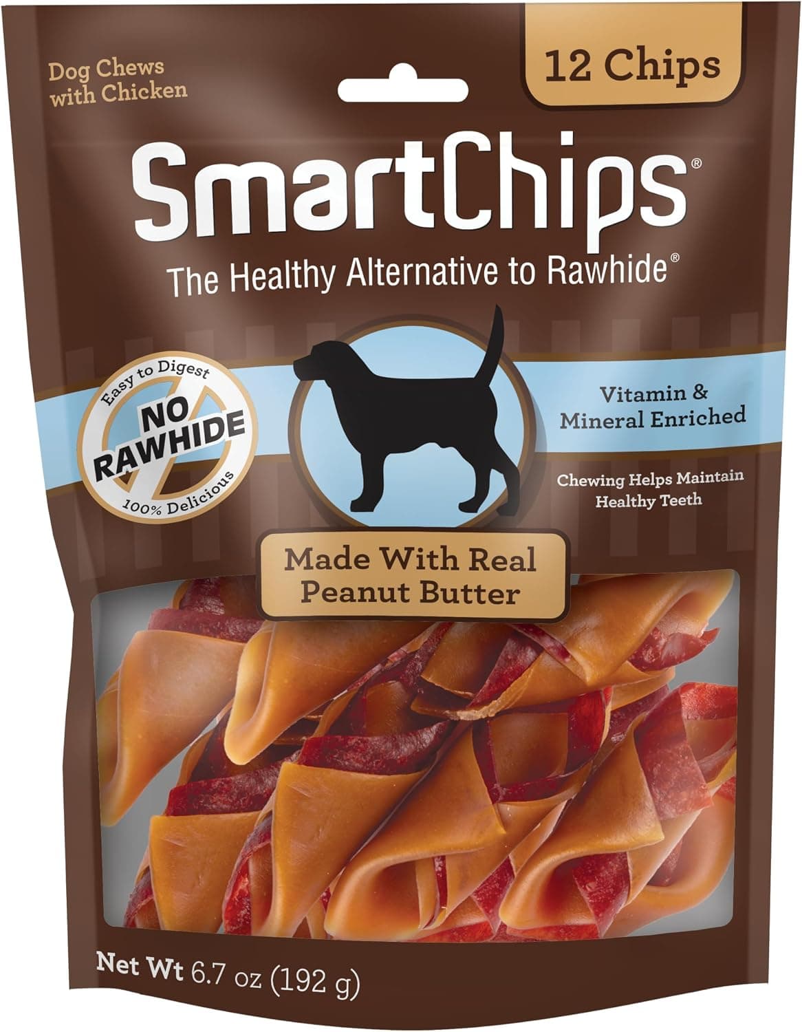SmartBones SBPB-00235 SmartChips For Dogs, Rawhide-Free 12 Count, Peanut Butter , 6.7 Ounce (Pack of 1) - image 1 of 1
