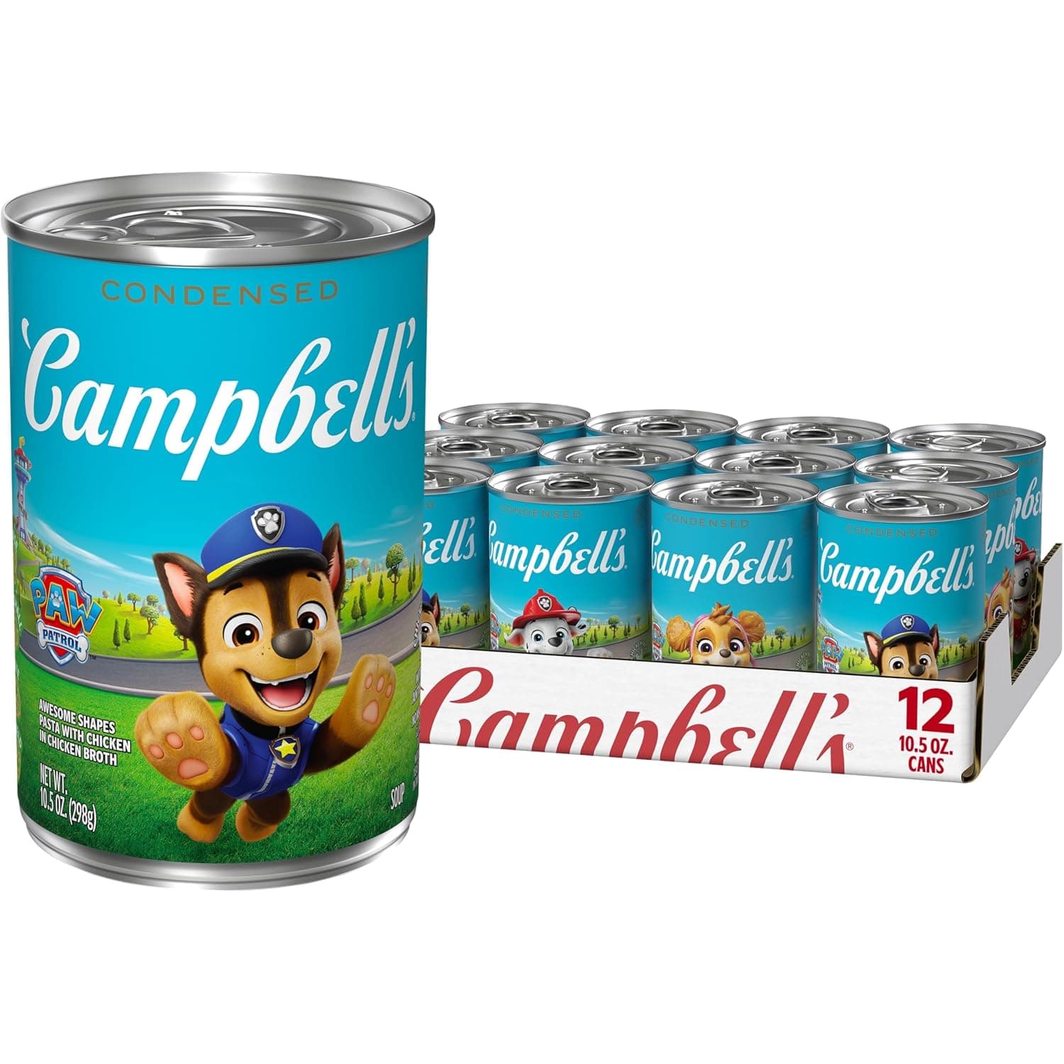 Campbell’s Condensed Kids Soup, Paw Patrol Awesome Shapes Pasta With Chicken in Chicken Broth, 10.5 oz Can (12 Pack) - image 1 of 1