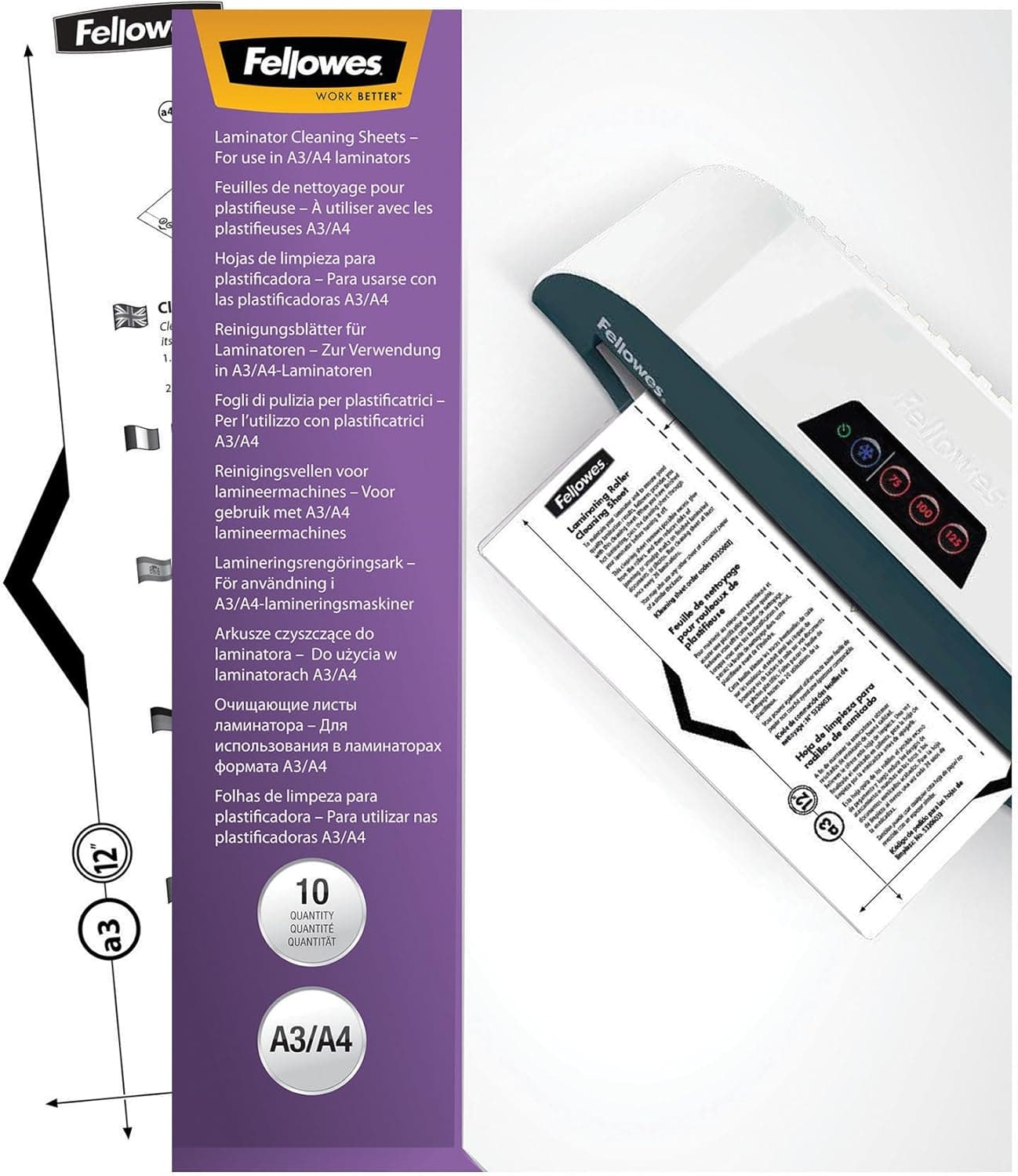 Fellowes Laminator Cleaning Sheets, 10 Pack, 8.5 x 11 in - image 1 of 1