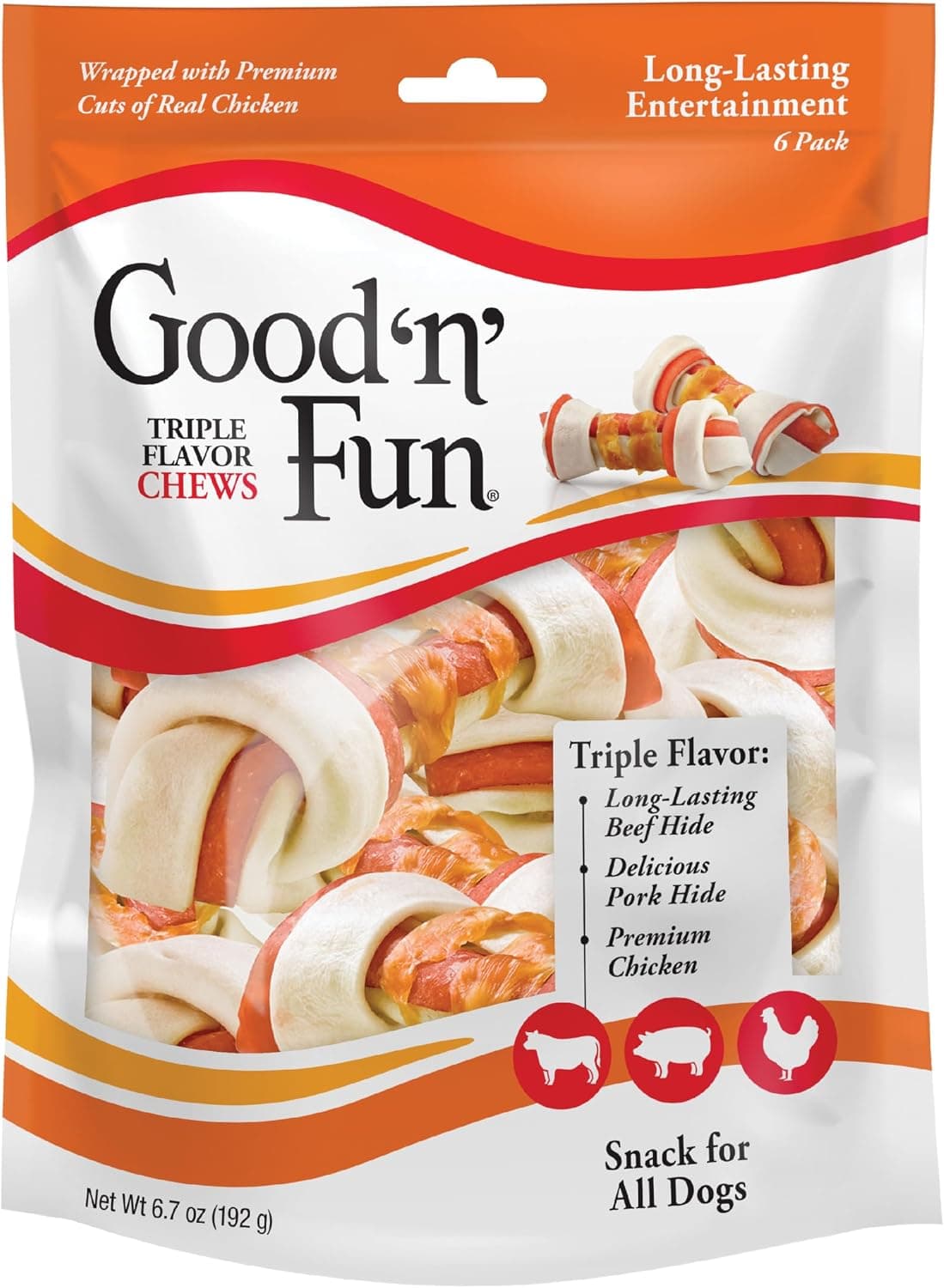 Good 'N' Fun Triple Flavor Chews, Rawhide Treats for Dogs - image 1 of 1