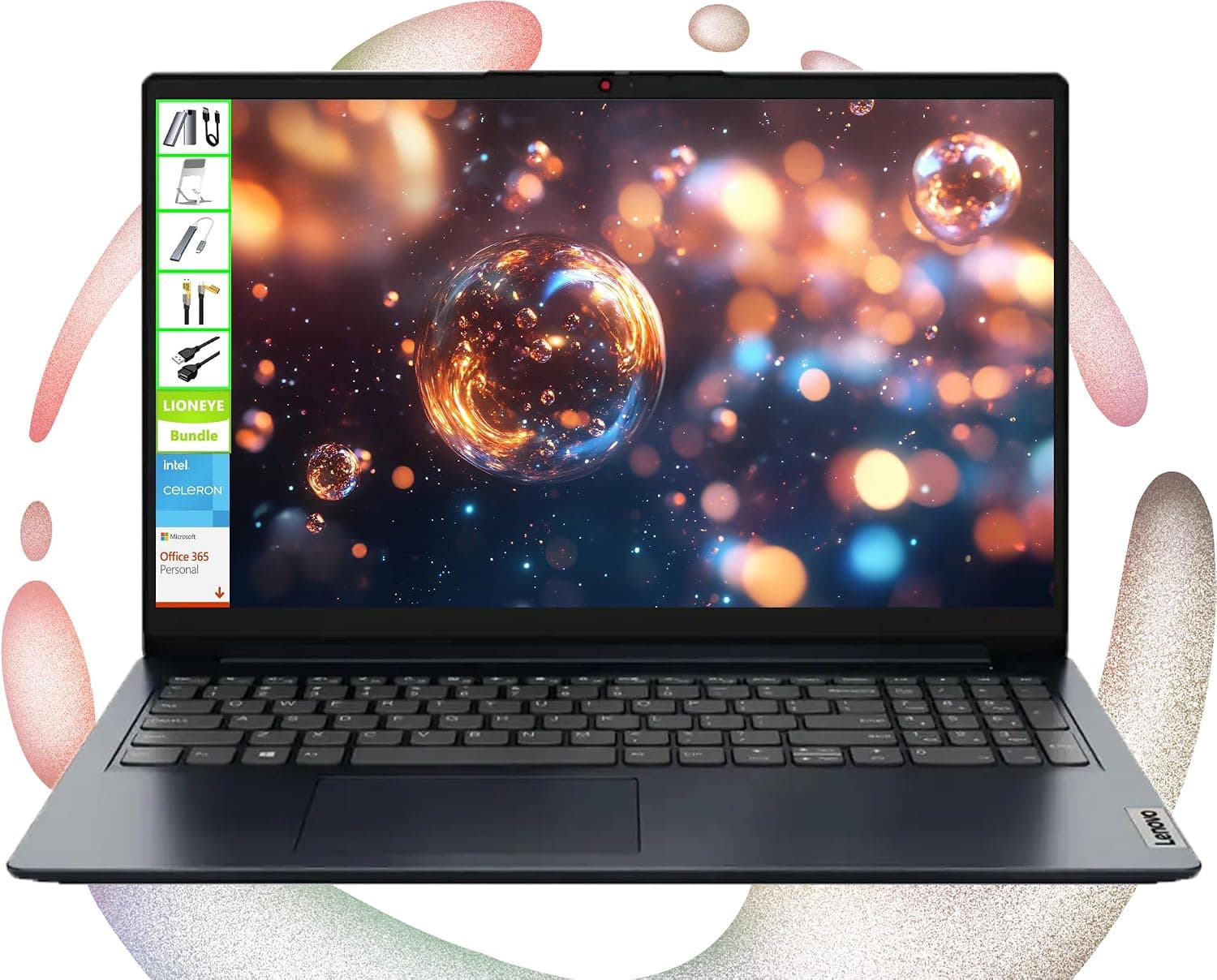 Lenovo IdeaPad Laptop with Microsoft Office and 1TB Cloud Storage (1-Year)| 15.6 inch HD Computer| 16GB RAM| 128GB eMMC & 128GB Portable SSD| Intel 2-Core CPU| Webcam| AI-Powered Windows 11| LE Bundle - image 1 of 1