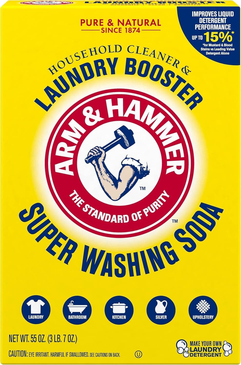 ARM & HAMMER Super Washing Soda Household Cleaner and Laundry Booster, 55 oz Box - image 1 of 1