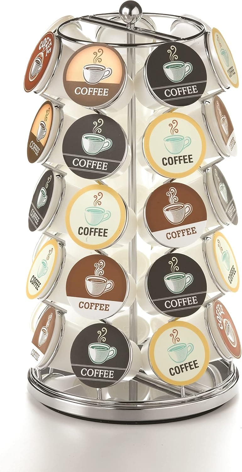 Nifty K Cup Holder – Compatible with K-Cups, Coffee Pod Carousel | 35 K Cup Holder, Spins 360-Degrees, Lazy Susan Platform, Modern Chrome Design, Home or Office Kitchen Counter Organizer - image 1 of 1