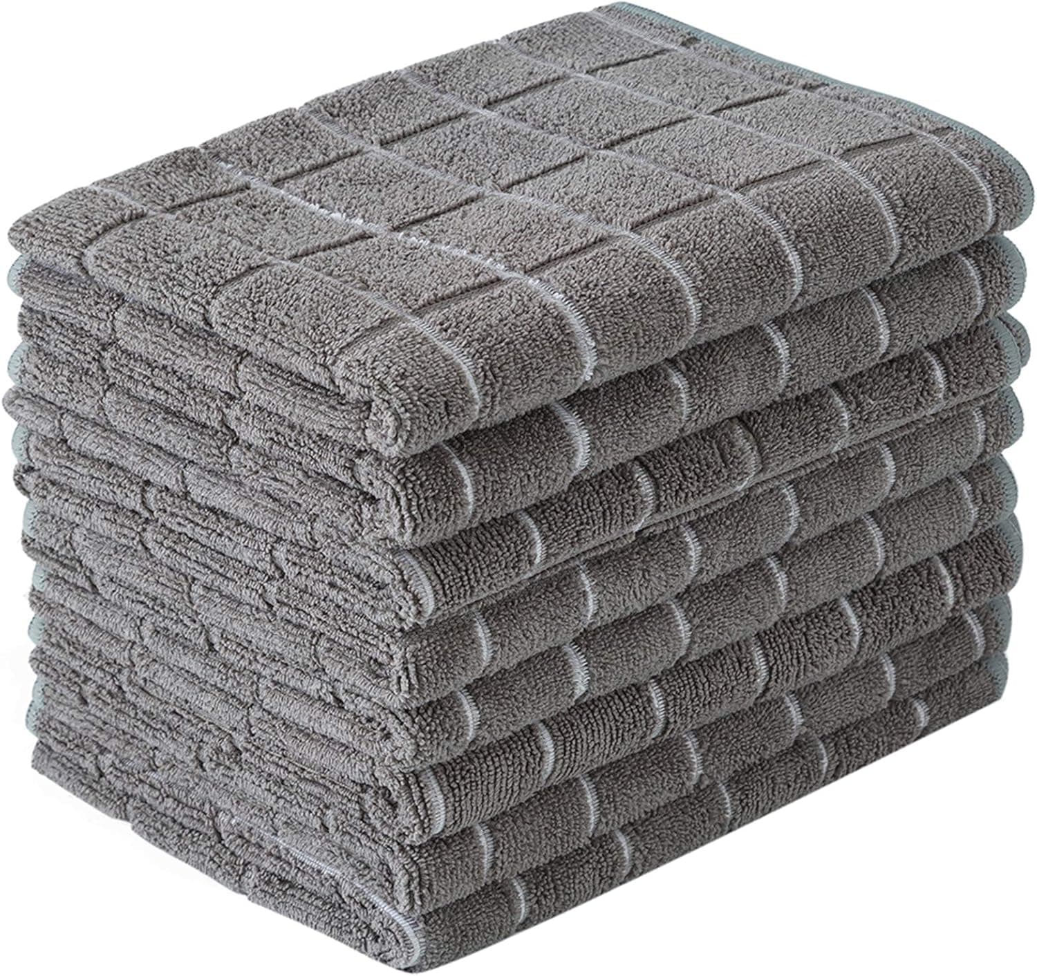 Microfiber Dish Towels - Soft, Super Absorbent and Lint Free Kitchen Towels - 8 Pack (Lattice Designed Gray Colors) - 26 x 18 Inch - image 1 of 1