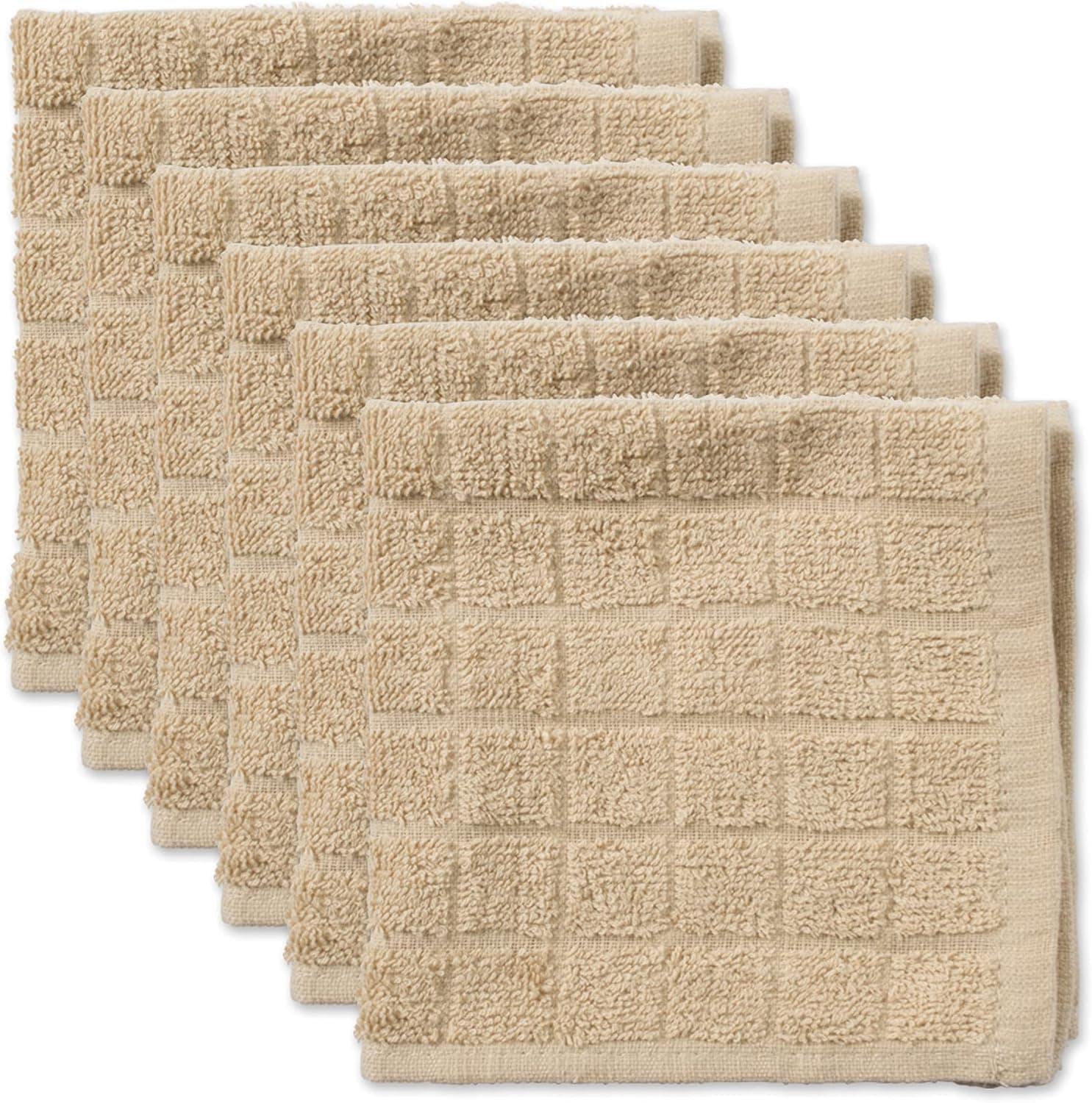 DII Basic Terry Collection Solid Windowpane Dishcloth Set, 12x12, Pebble, 6 Piece - image 1 of 1