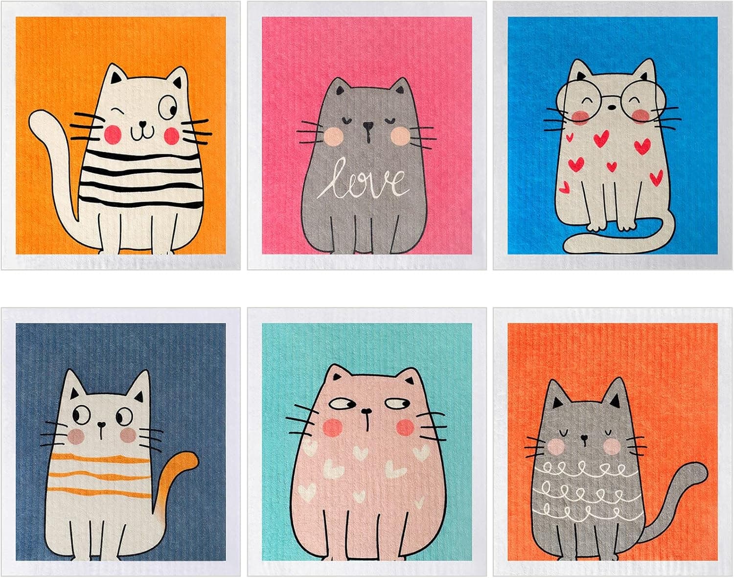 Patelai 6 Pieces Cat Swedish Kitchen Dish Towels Kitchen Cloths Reusable Sponge Cleaning Absorbent Dish Cloth No Odor Cat Hand Towel Quick Drying Washable Cleaning Wipes - image 1 of 1