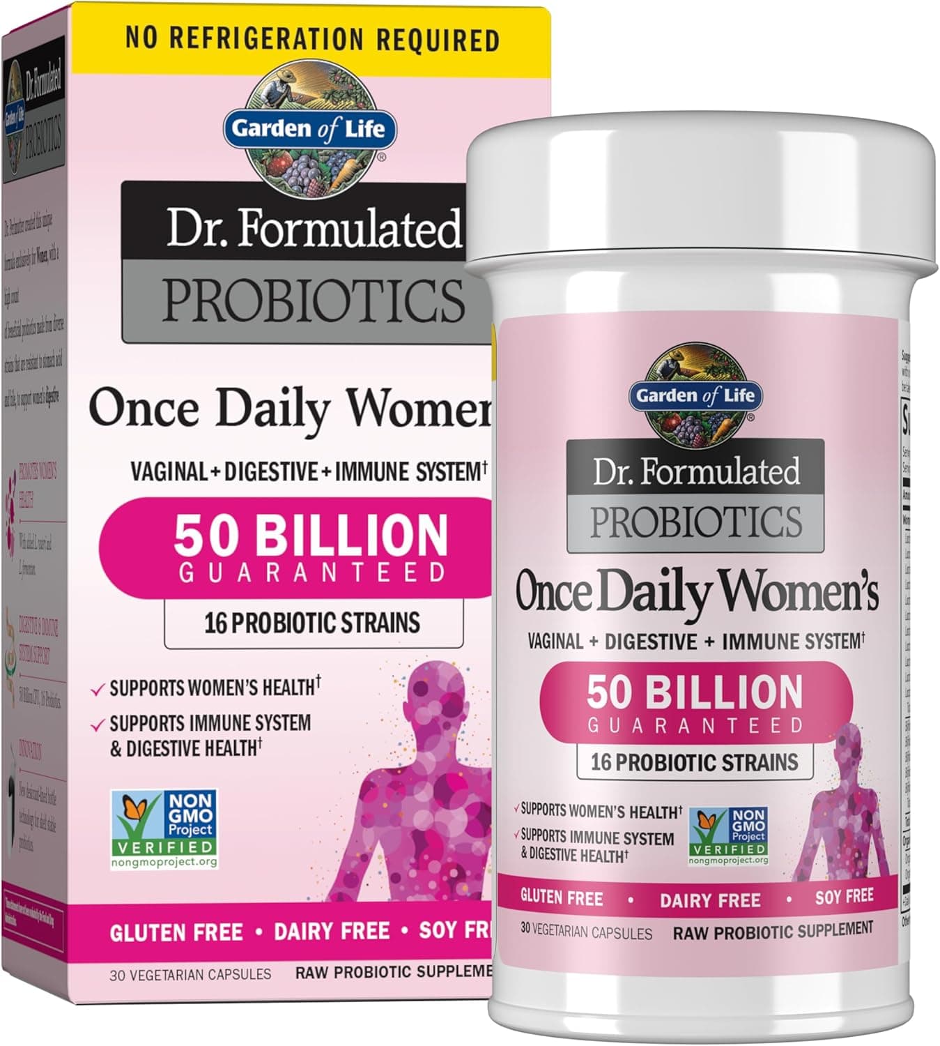 Garden of Life Once Daily Dr. Formulated Probiotics for Women 50 Billion CFU 16 Probiotic Strains with Organic Prebiotics for Digestive, Vaginal & Immune Health, Dairy Free, Shelf Stable 30 Capsules - image 1 of 1