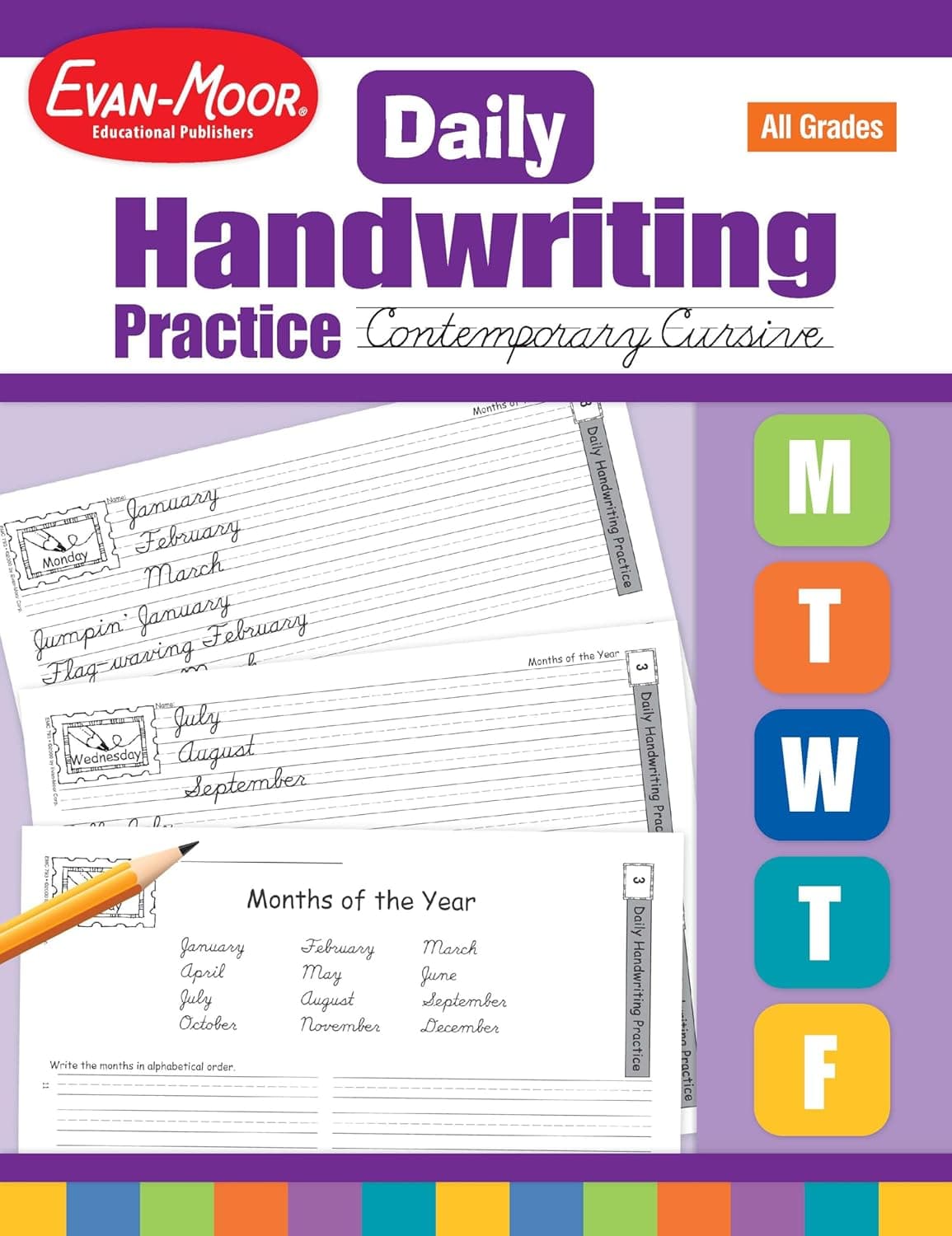 Evan-Moor Daily Handwriting Practice Contemporary Cursive, Kindergarten-Grade 6, Homeschooling and Classroom Resource Workbook, Penmanship, Writing, ... Alphabet Synonyms (Daly Handwriting Practice) - image 1 of 1