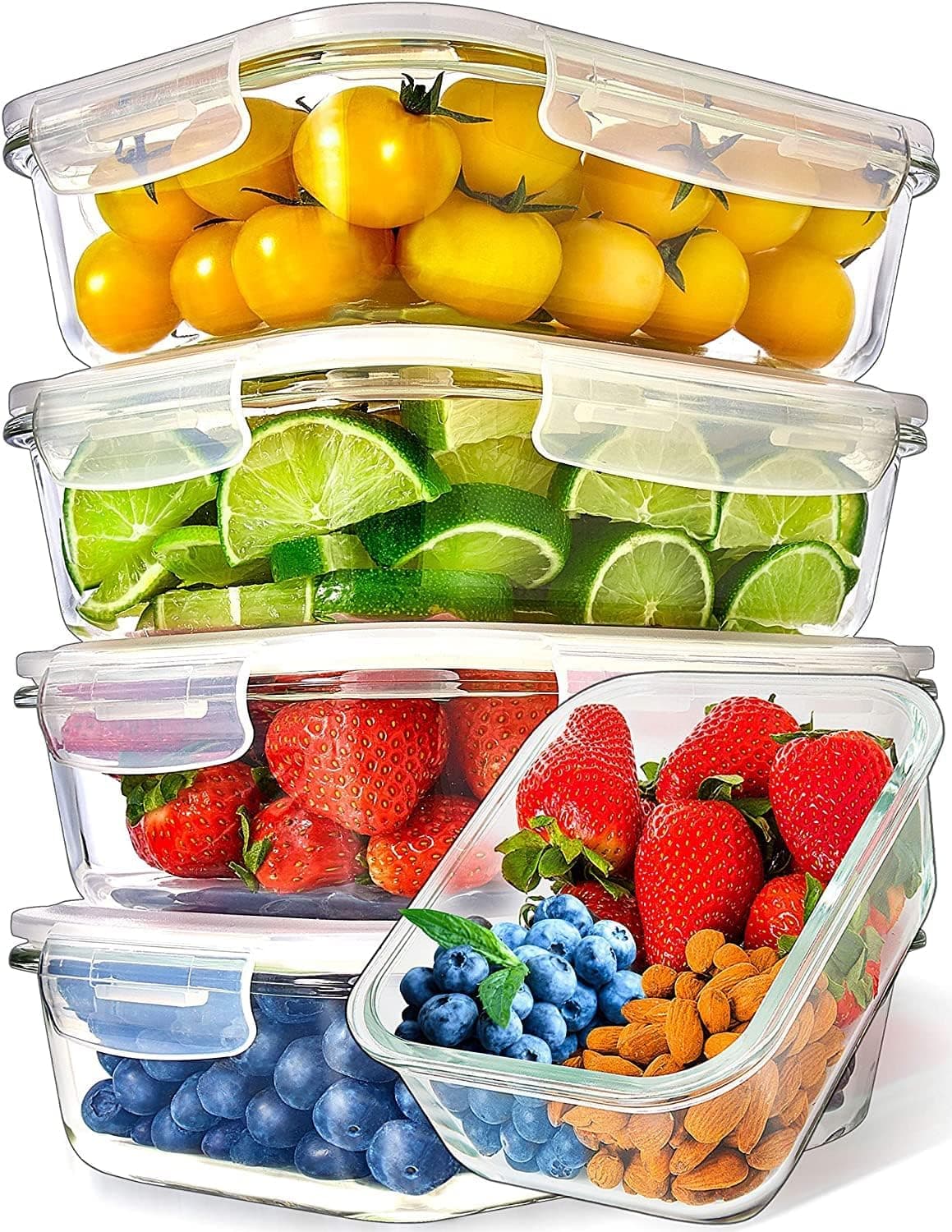 PrepNaturals 5 Pack 36 Oz Glass Meal Prep Containers - Dishwasher Microwave Freezer Oven Safe - Glass Storage Containers with Lids - image 1 of 1