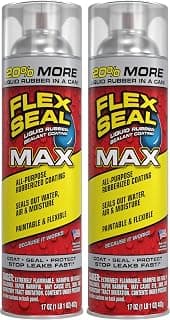 Spray Rubber Sealant Coating, Waterproof, Clear, 17 oz, 2-Pack | Stops leaks fast, seals out water, air, moisture, prevents rust, paintable, flexible, gutters, roof repair, RV, wood, metal