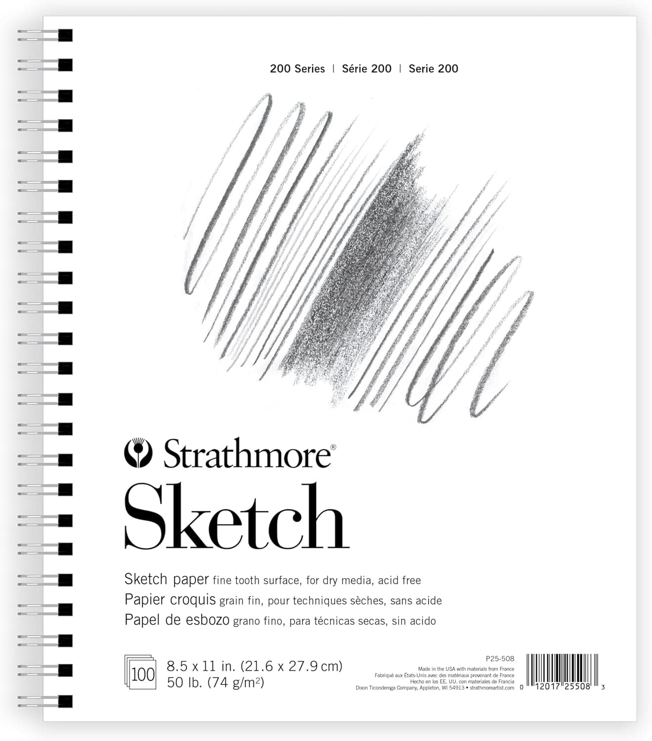 Strathmore 200 Series Sketch Pad, 8.5x11 inch, 100 Sheets, Side Wire - Artist Sketchbook for Drawing, Illustration, Art Class Students - image 1 of 1