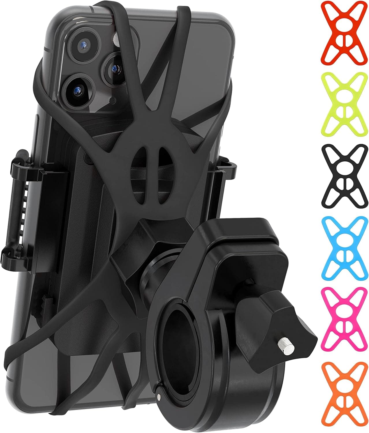 TruActive Premium Bike Phone Mount Holder | Universal Cell Phone Mount for 4"-7" Phones | Includes 6 Reusable Color Bands | Tool Free Handlebar Mount for Bicycle, Motorcycle, Electric Scooter, ATV - image 1 of 1