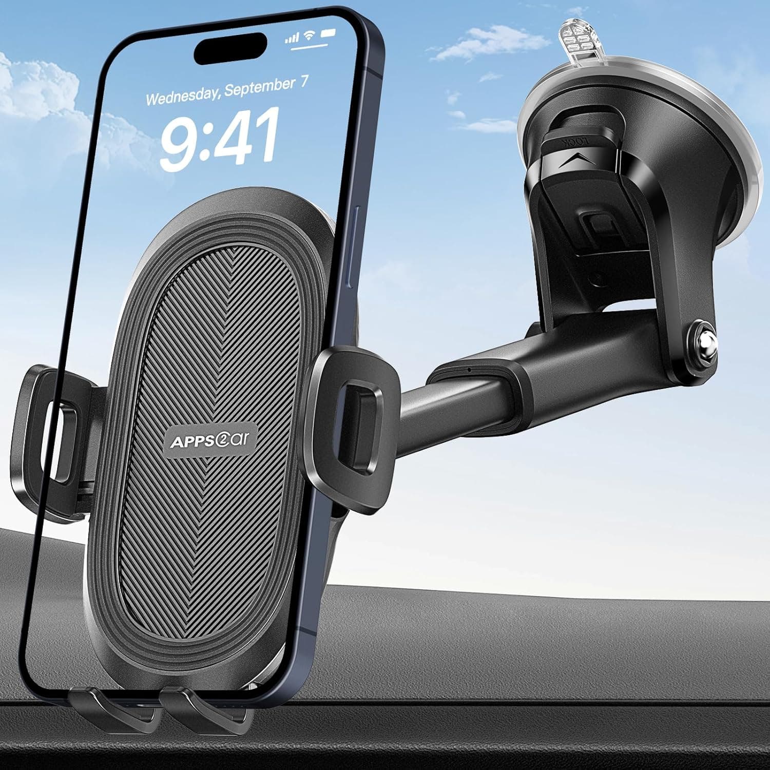 APPS2Car Suction Cup Phone Mount, Universal Phone Holders for Your Car Windshield/Dashboard/Window, Cell Phone Holder Car with Sticky Gel Pad, Compatible with iPhone, Samsung, All Cellphone - image 1 of 1