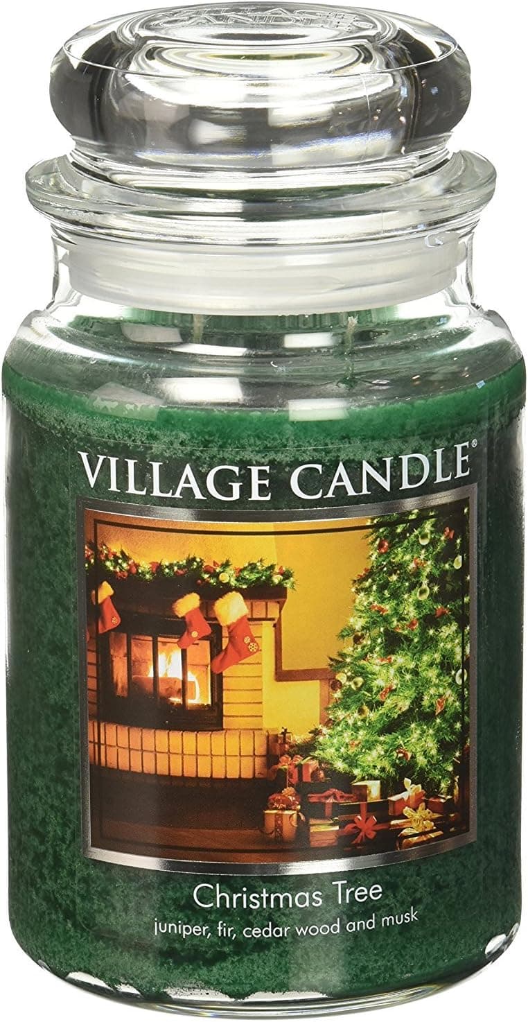 Village Candle Christmas Tree Large Glass Apothecary Jar Scented Candle, (26oz), Green - image 1 of 1