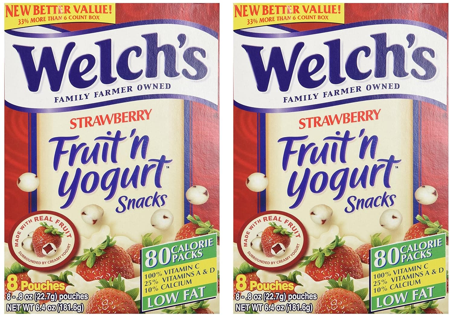 Welch's Strawberry Fruit'n Yogurt Snacks 8 Pouches (2 Pack - 16 Pouches Total) - image 1 of 1
