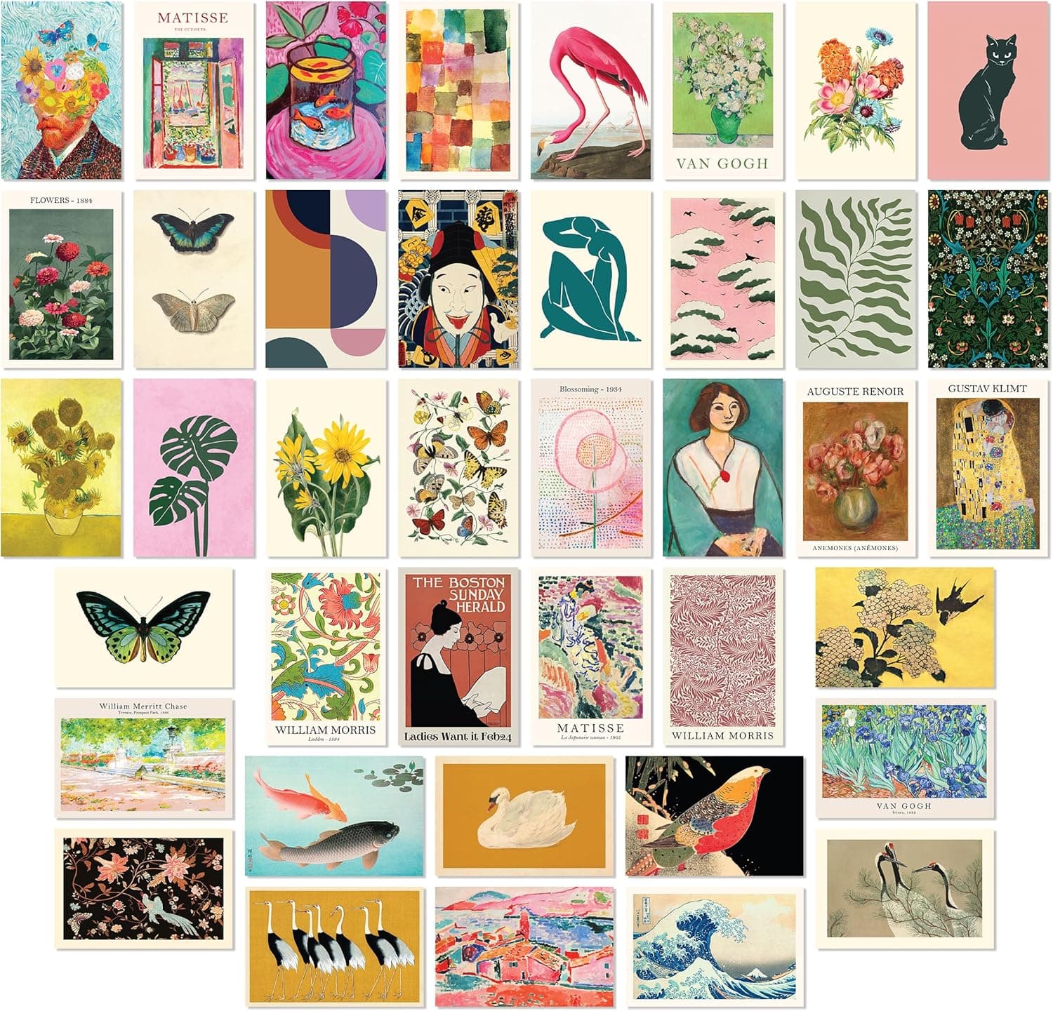 97 Decor Eclectic Wall Art Prints - 40 Small Eclectic Wall Collage Kit For Teen Girls Bedroom, Colorful Art Posters For Room Aesthetic Pictures, Cute Maximalist Home Decor Famous Artist Painting (4x6)