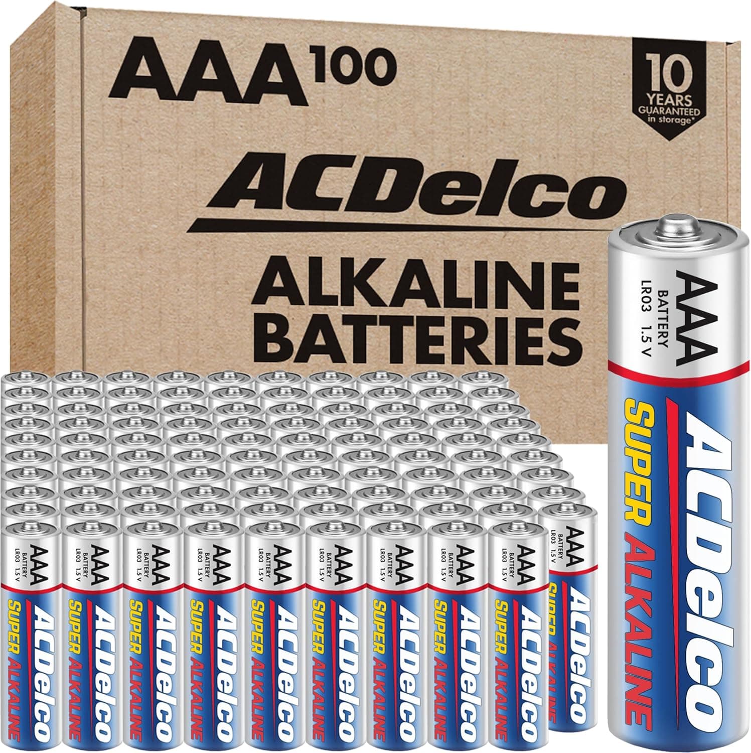 ACDelco 100-Count Triple AAA Batteries, Maximum Power Super Alkaline Battery, 10-Year Shelf Life, Reclosable Packaging - image 1 of 1