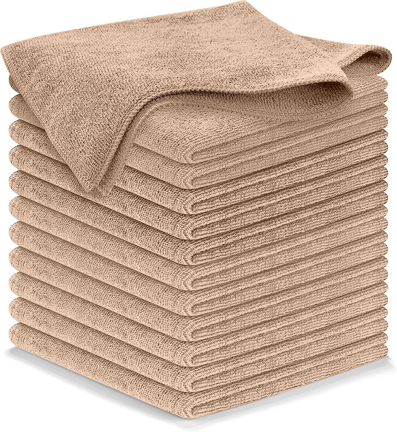 USANOOKS Microfiber Cleaning Cloth - Beige - 12Pcs (12.5x12.5 inch) High Performance - 1200 Washes, Ultra Absorbent Car Towel Traps Grime & Liquid for Streak-Free Mirror Shine - car Washing Cloth - image 1 of 1