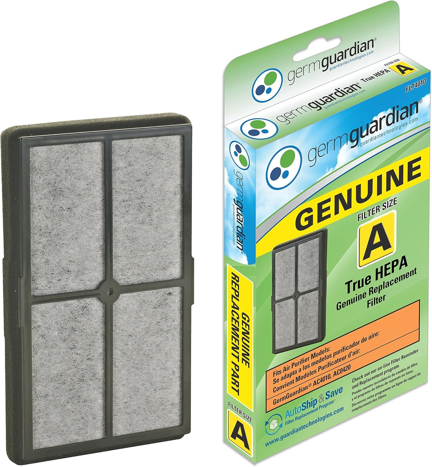 GermGuardian Filter A HEPA Pure Genuine Air Purifier Replacement Filter, Removes 99.97% of Pollutants, for AC4010, AC4020 Air Purifiers, Gray, FLT4010 - image 1 of 1